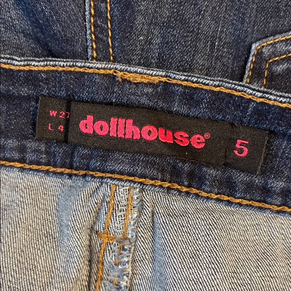 Dollhouse Distressed Dark Wash Cuffed Denim Shorts 5 / 27 NWT - Picture 8 of 9